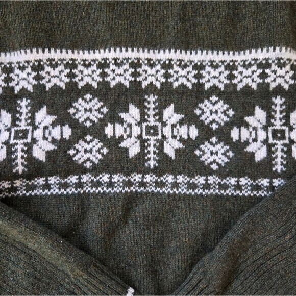 EDDIE BAUER wool sweater Nordic Cabin-core Ski Snow Green - Picture 5 of 10